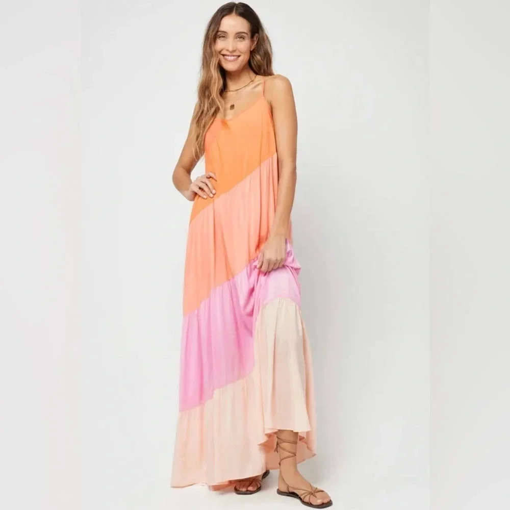 🌊 L*Space “Leona” Tiered Maxi Dress – Blue Ombre Size S‎ NWT ☀️💙